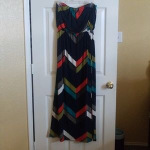 Strapless full length dress, multicolored, medium